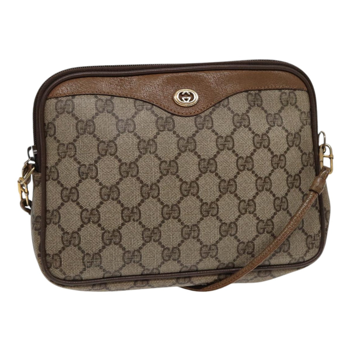GUCCI GG Supreme Shoulder Bag PVC Leather Beige Gold 97 02 068 bs17607