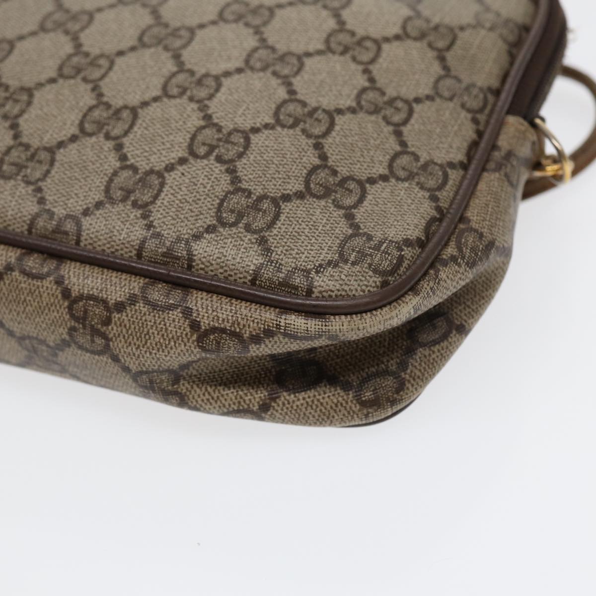 GUCCI GG Supreme Shoulder Bag PVC Leather Beige Gold 97 02 068 bs17607