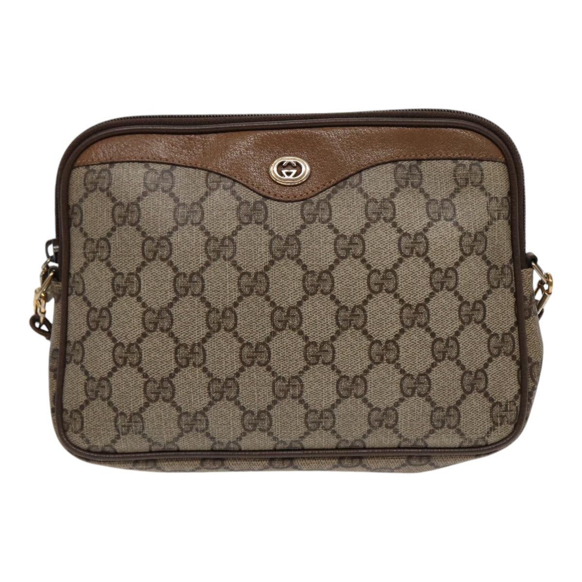 GUCCI GG Supreme Shoulder Bag PVC Leather Beige Gold 97 02 068 bs17607