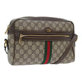 GUCCI GG Supreme Web Sherry Line Shoulder Bag PVC Beige Red 517080 bs17608