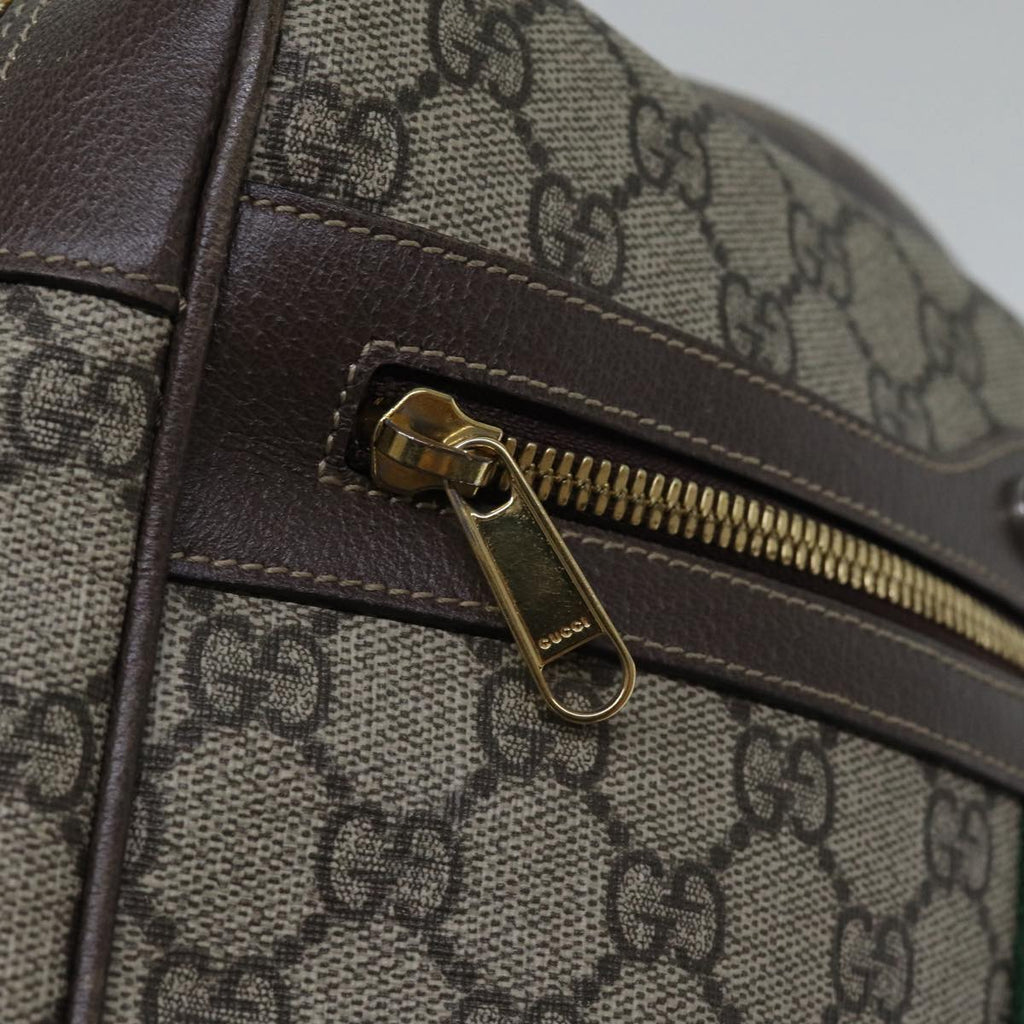 GUCCI GG Supreme Web Sherry Line Shoulder Bag PVC Beige Red 517080 bs17608