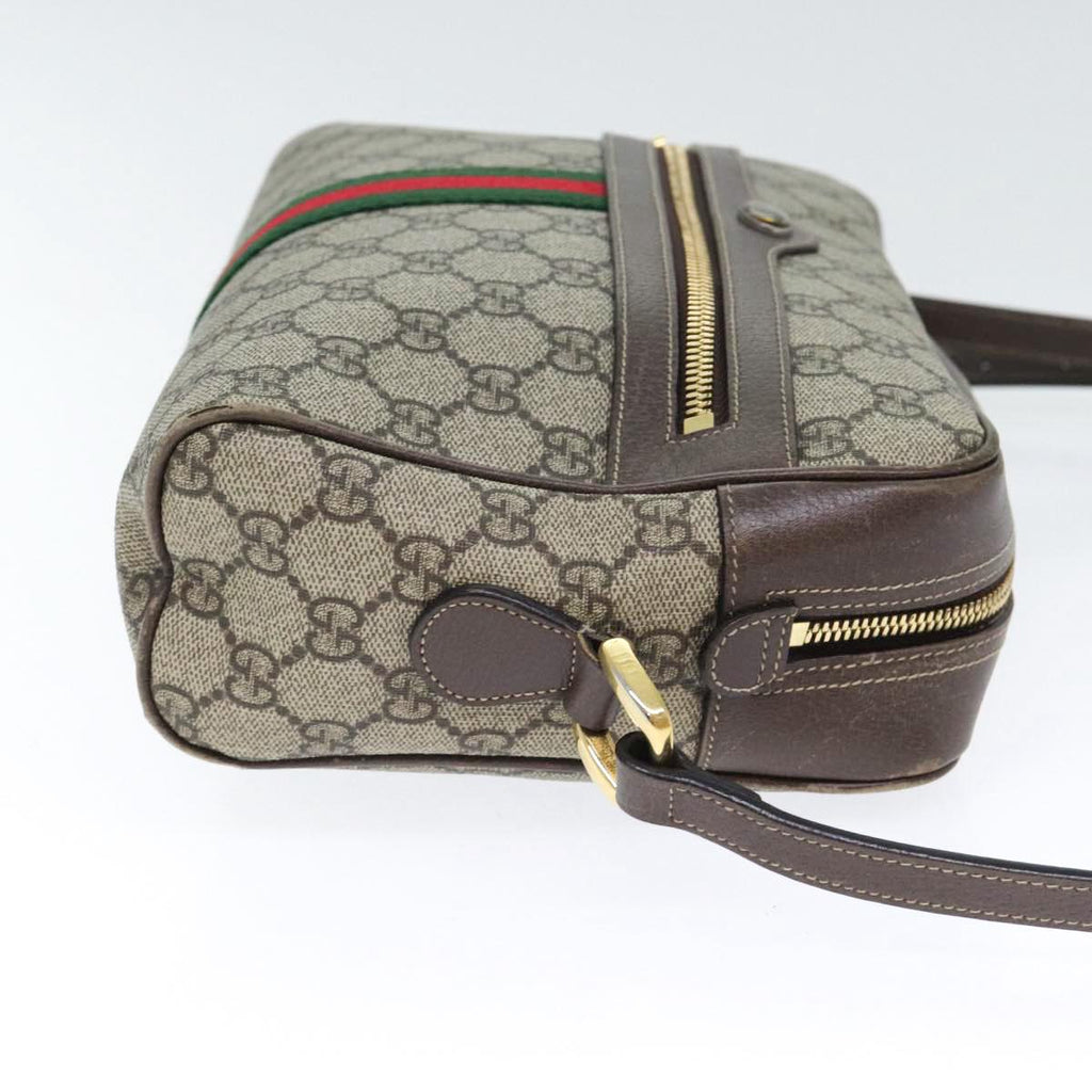 GUCCI GG Supreme Web Sherry Line Shoulder Bag PVC Beige Red 517080 bs17608
