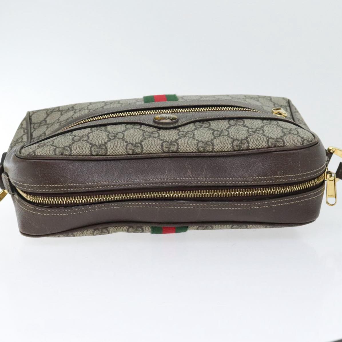 GUCCI GG Supreme Web Sherry Line Shoulder Bag PVC Beige Red 517080 bs17608