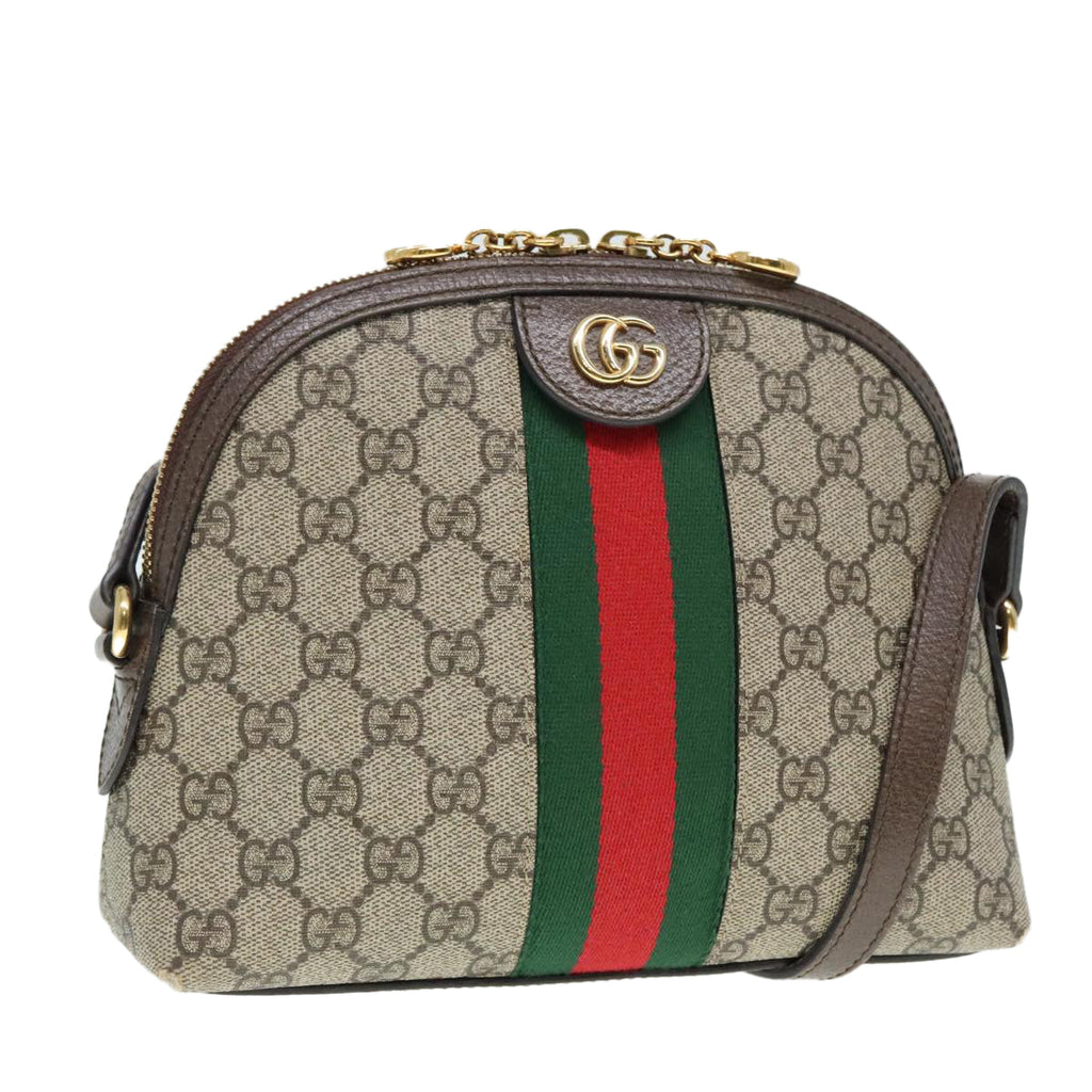 GUCCI GG Supreme Web Sherry Line Shoulder Bag PVC Beige 499621 bs17609