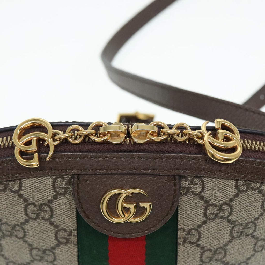 GUCCI GG Supreme Web Sherry Line Shoulder Bag PVC Beige 499621 bs17609