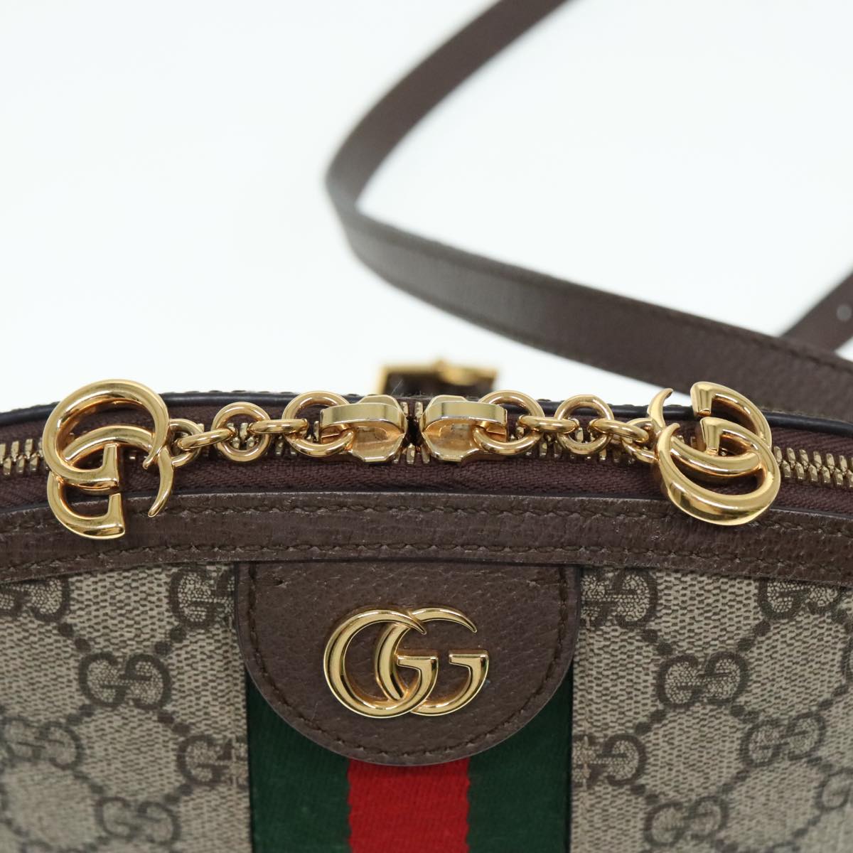 GUCCI GG Supreme Web Sherry Line Shoulder Bag PVC Beige 499621 bs17609