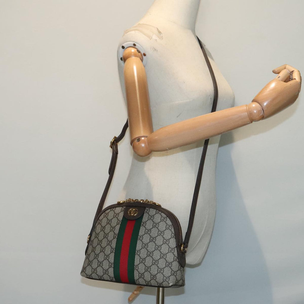 GUCCI GG Supreme Web Sherry Line Shoulder Bag PVC Beige 499621 bs17609