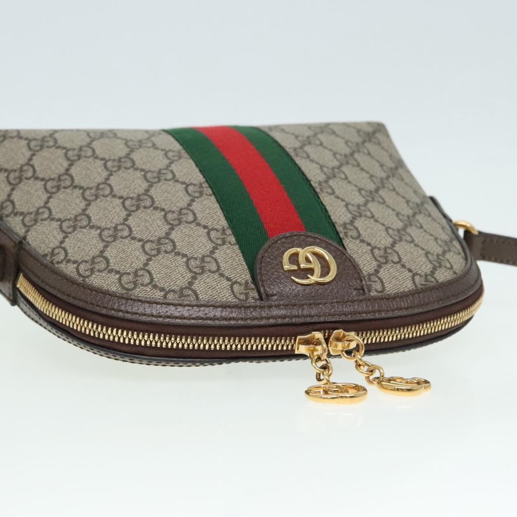 GUCCI GG Supreme Web Sherry Line Shoulder Bag PVC Beige 499621 bs17609