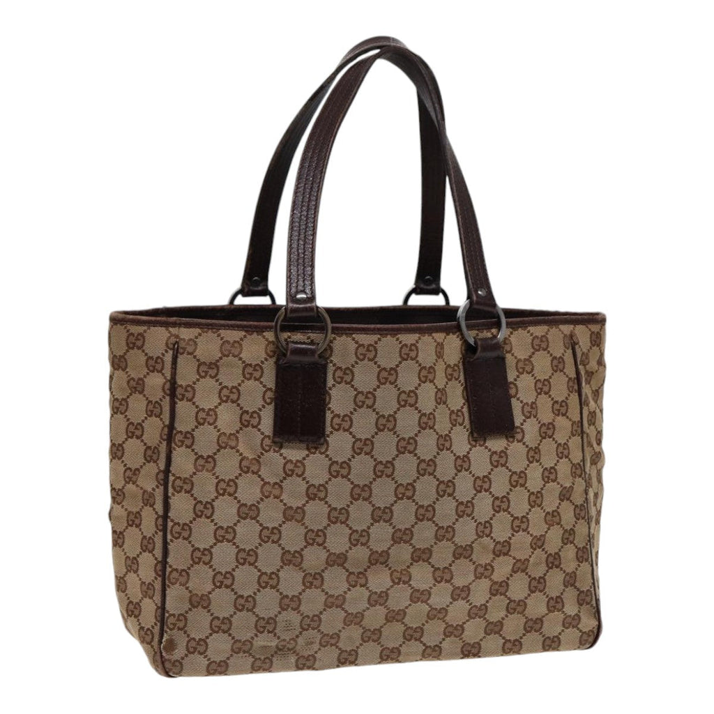 GUCCI GG Canvas Tote Bag Silver Beige 113017 bs17610