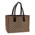 GUCCI GG Canvas Tote Bag Silver Beige 113017 bs17610