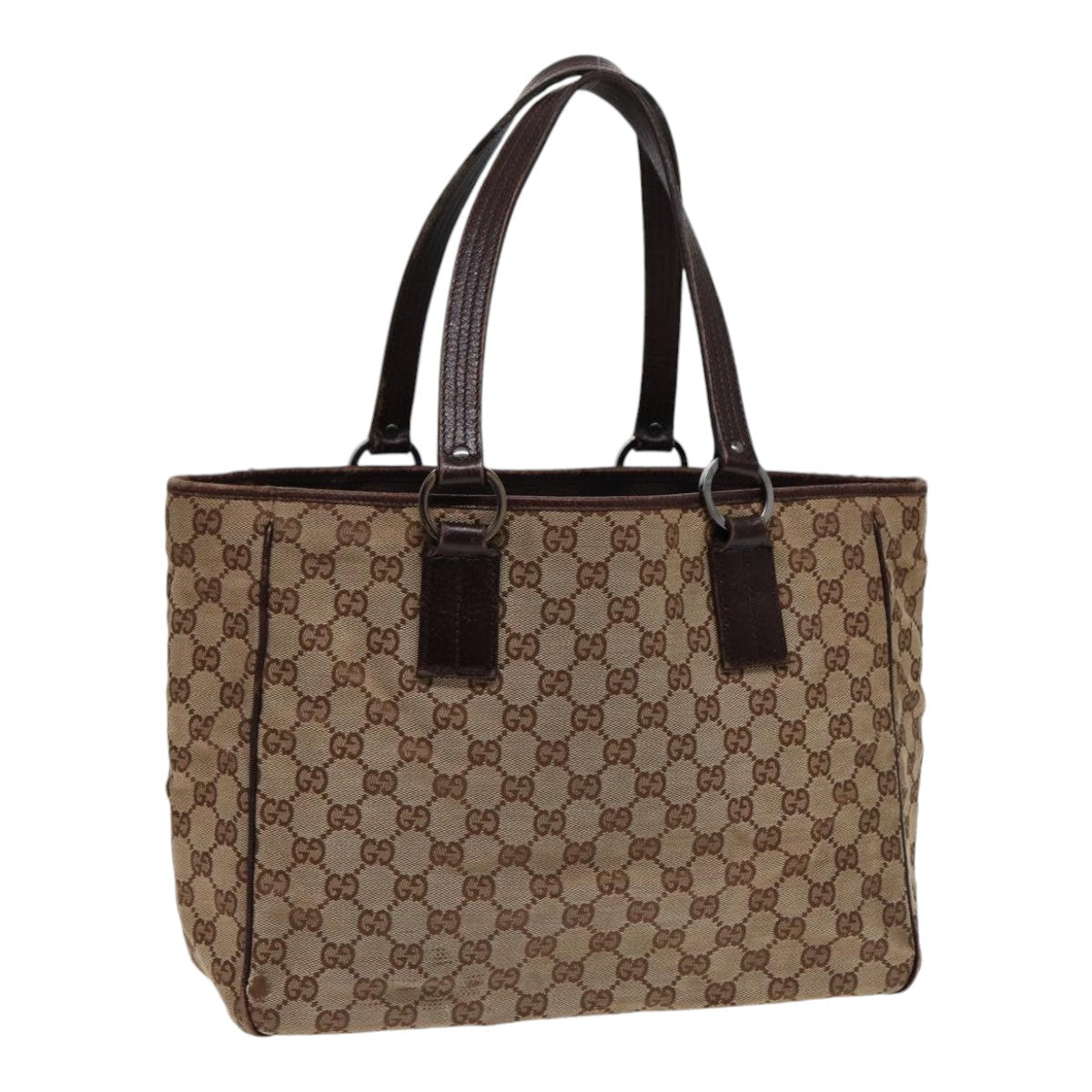 GUCCI GG Canvas Tote Bag Silver Beige 113017 bs17610