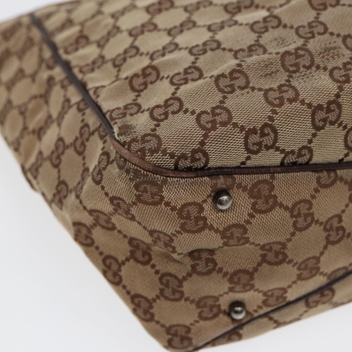 GUCCI GG Canvas Tote Bag Silver Beige 113017 bs17610