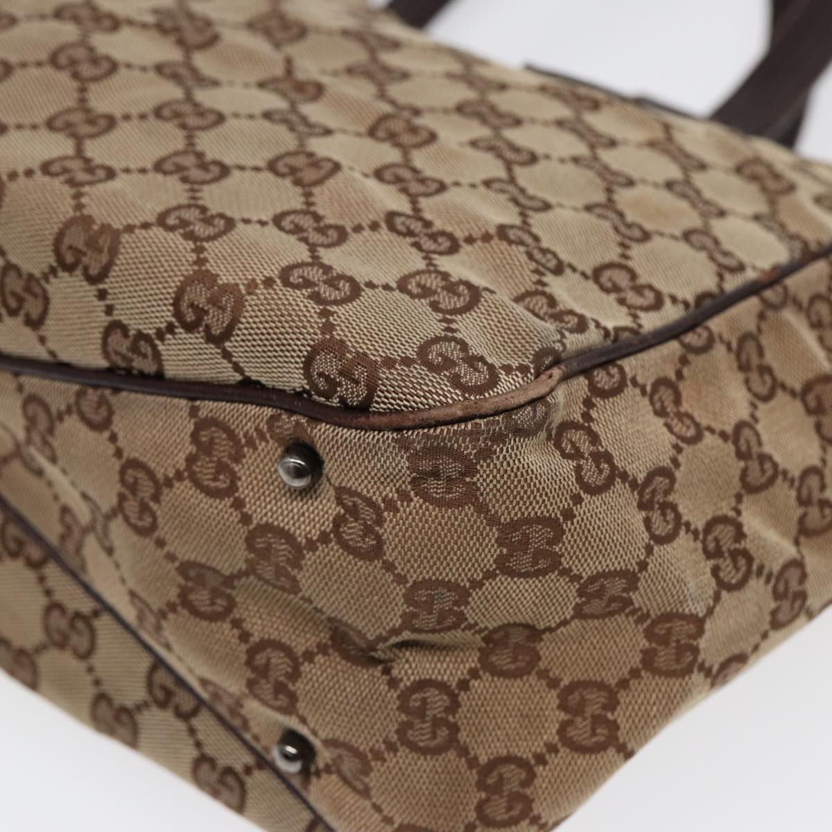 GUCCI GG Canvas Tote Bag Silver Beige 113017 bs17610