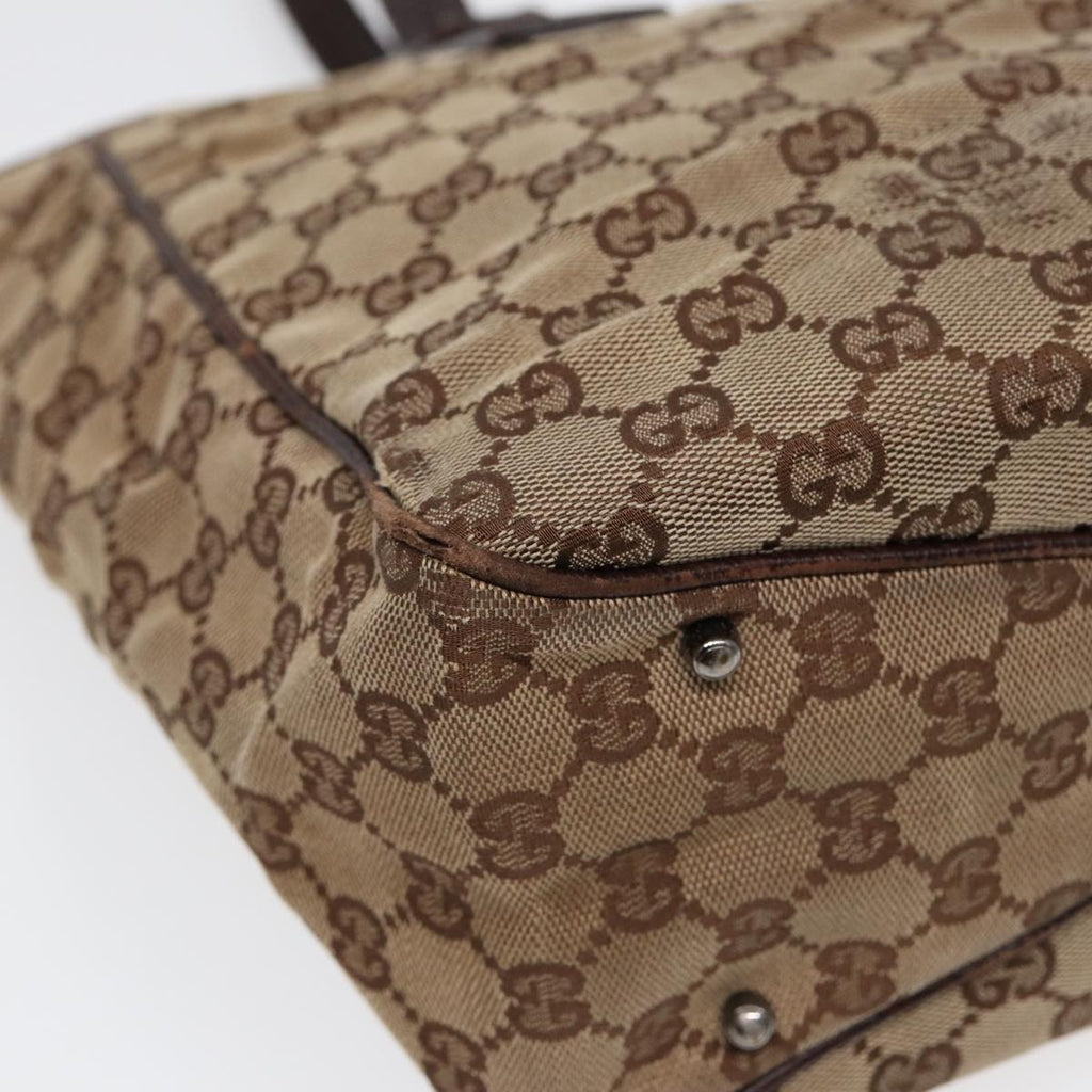 GUCCI GG Canvas Tote Bag Silver Beige 113017 bs17610