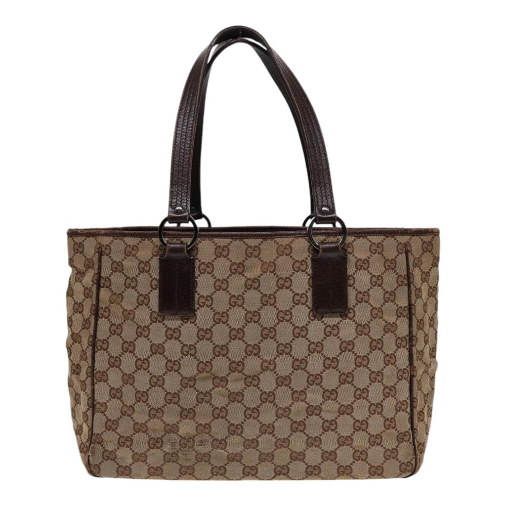 GUCCI GG Canvas Tote Bag Silver Beige 113017 bs17610