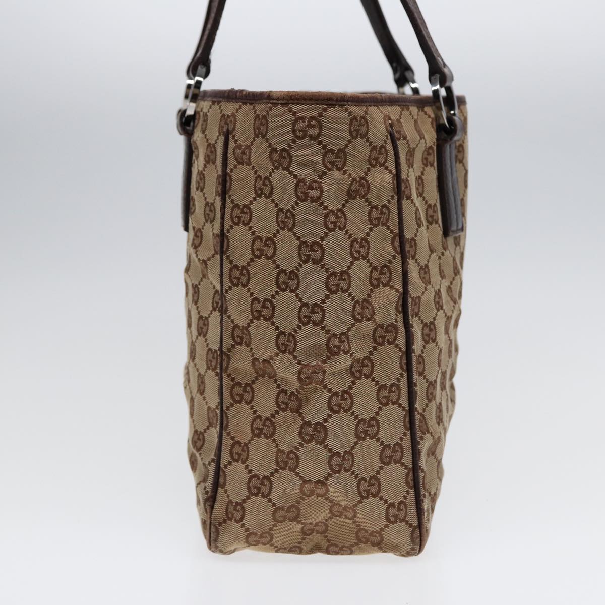 GUCCI GG Canvas Tote Bag Silver Beige 113017 bs17610