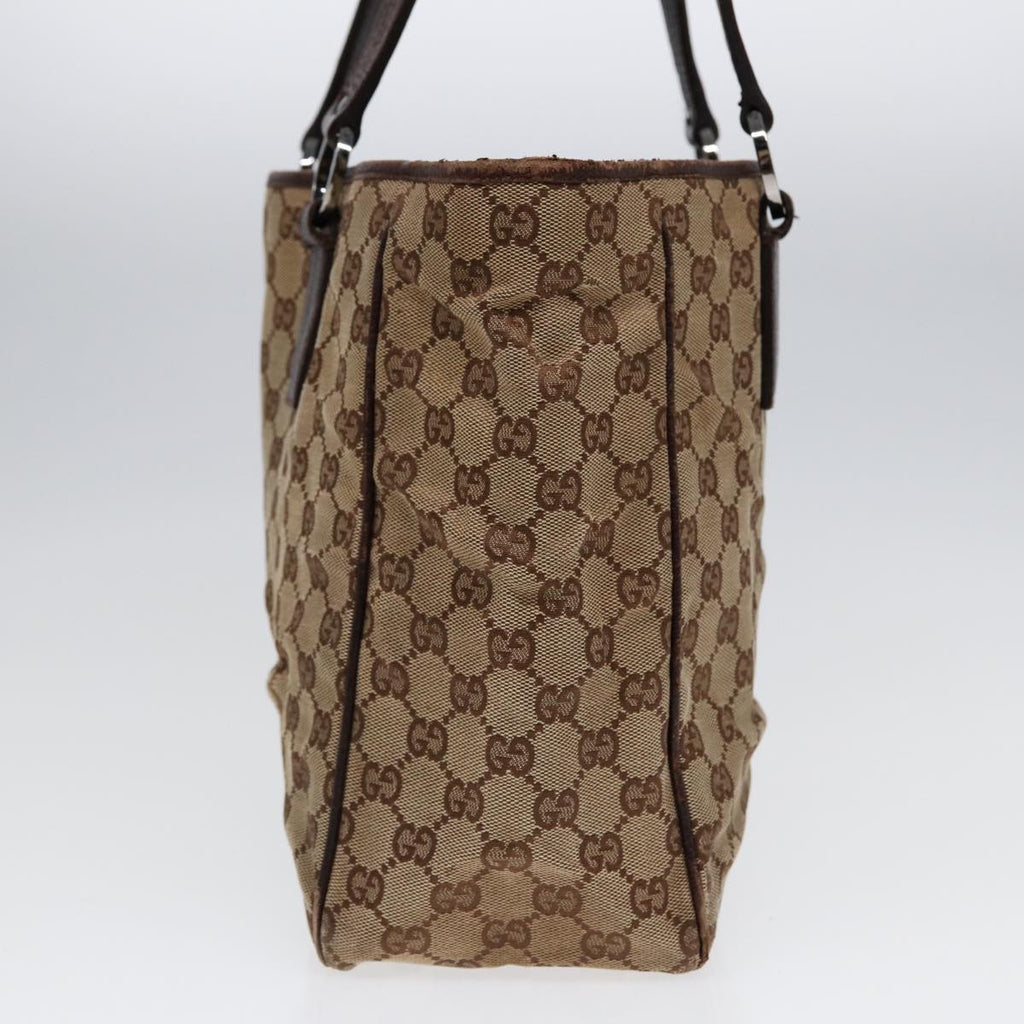 GUCCI GG Canvas Tote Bag Silver Beige 113017 bs17610