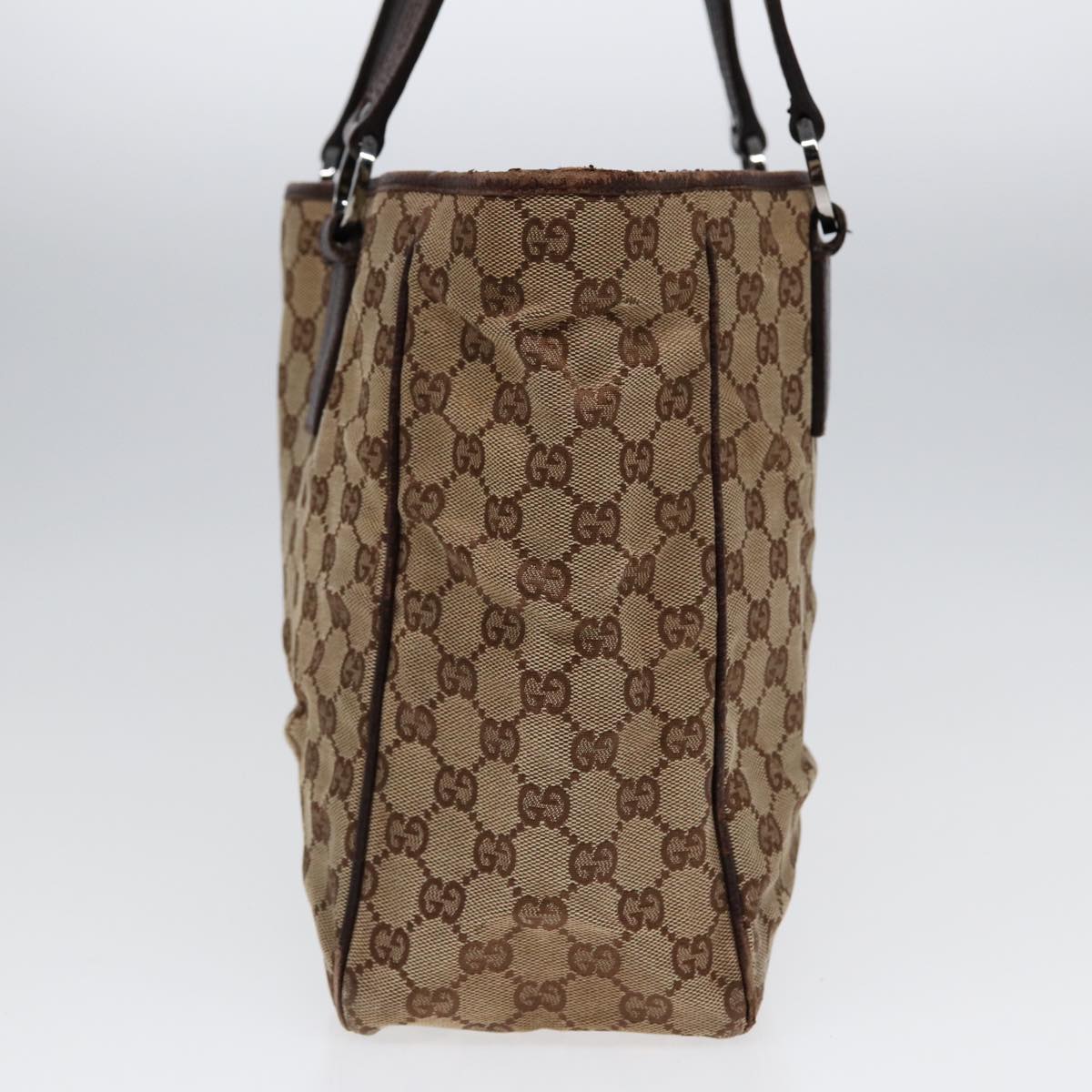 GUCCI GG Canvas Tote Bag Silver Beige 113017 bs17610