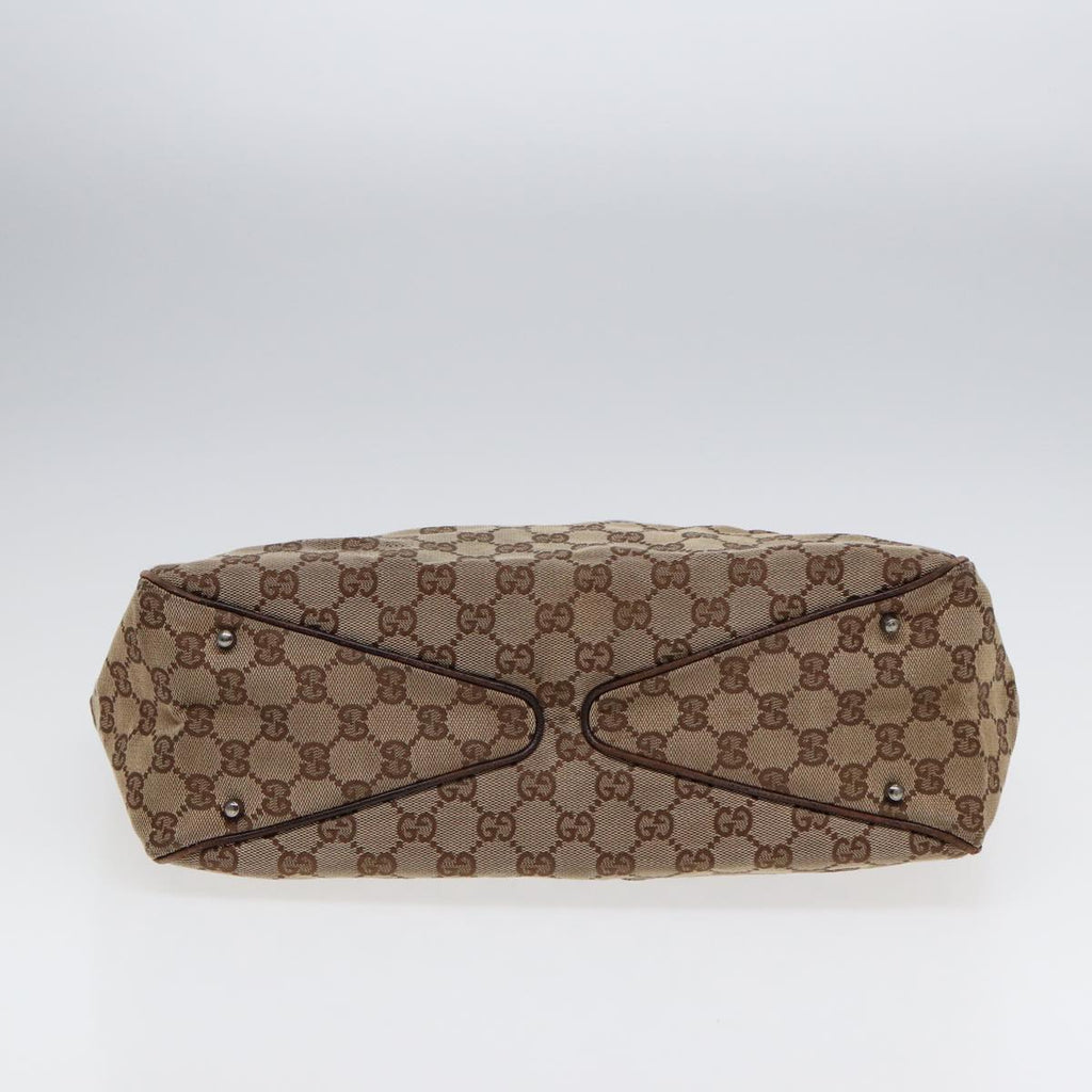 GUCCI GG Canvas Tote Bag Silver Beige 113017 bs17610