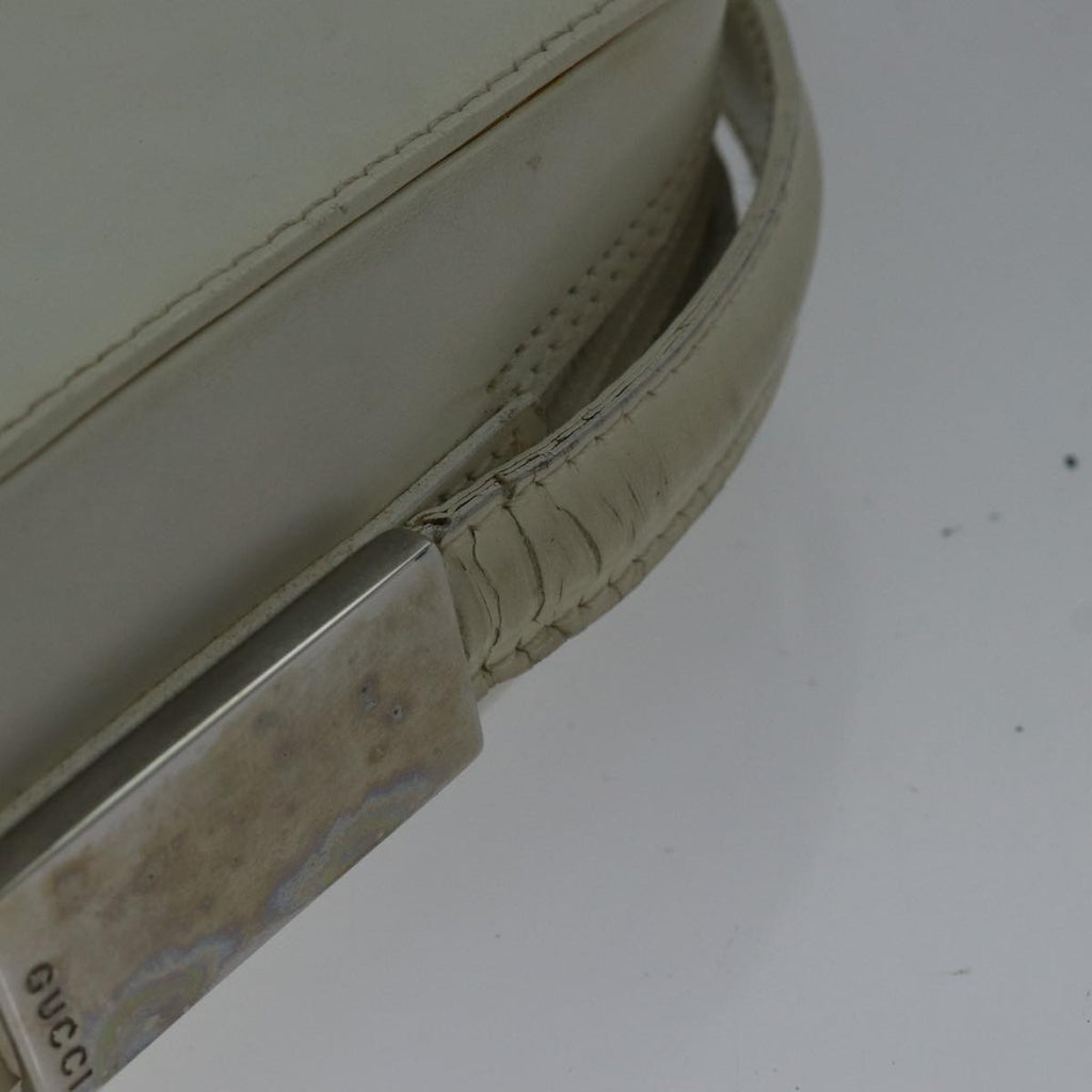 GUCCI Shoulder Bag Leather White Silver 007 1014 0274 bs17611