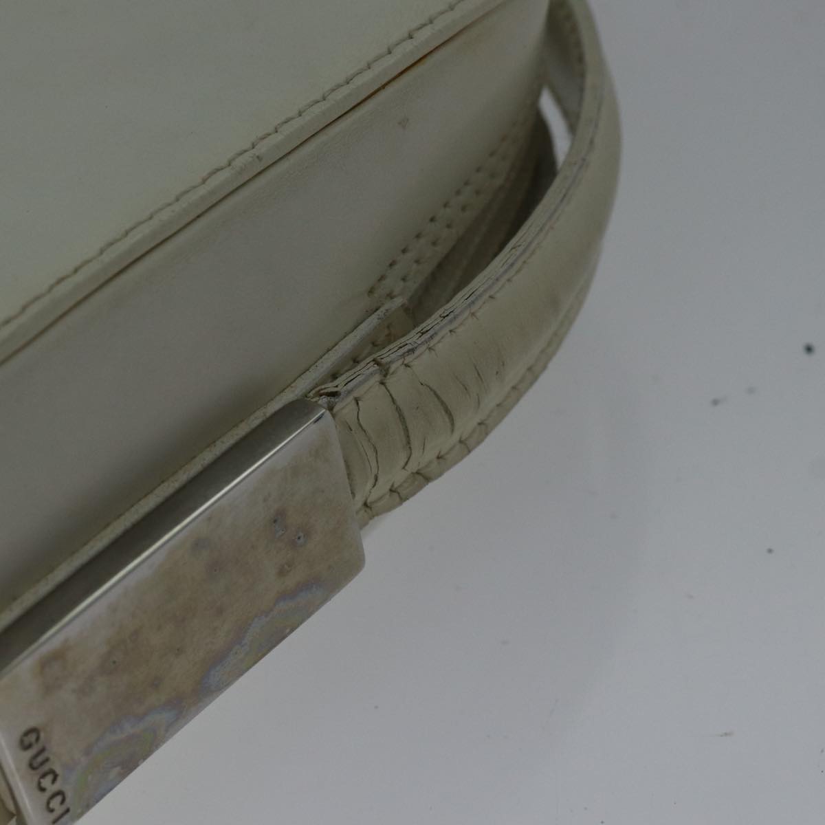 GUCCI Shoulder Bag Leather White Silver 007 1014 0274 bs17611