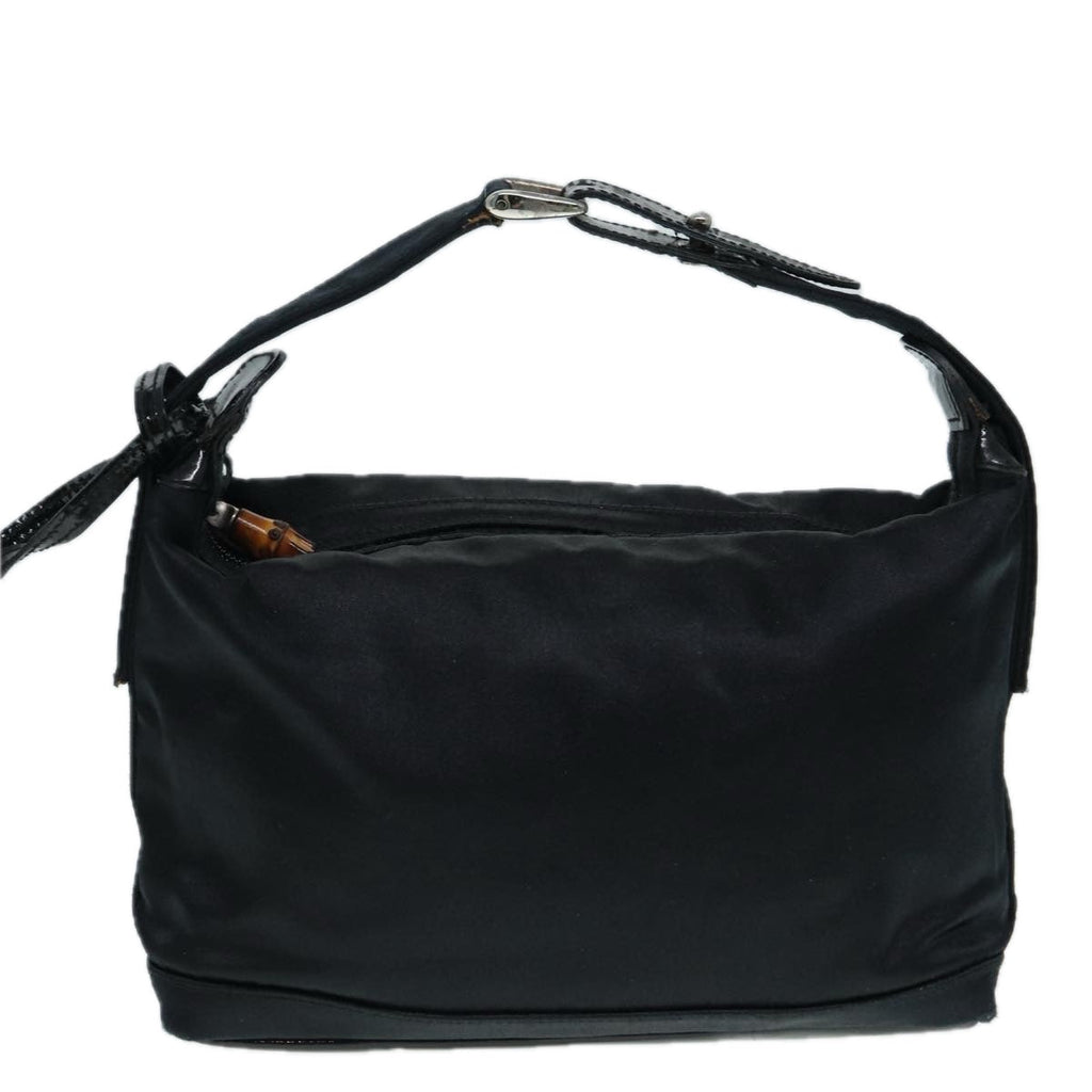 GUCCI Bamboo Hand Bag Canvas Silver Black bs17612