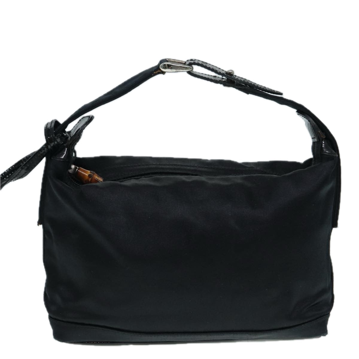 GUCCI Bamboo Hand Bag Canvas Silver Black bs17612