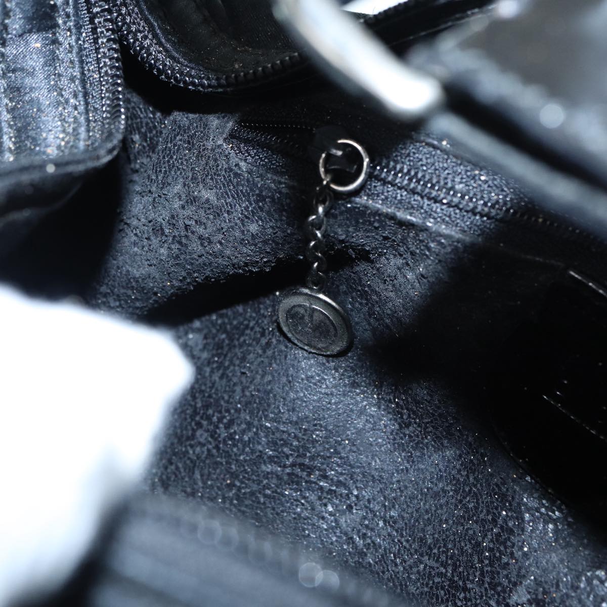 GUCCI Bamboo Hand Bag Canvas Silver Black bs17612