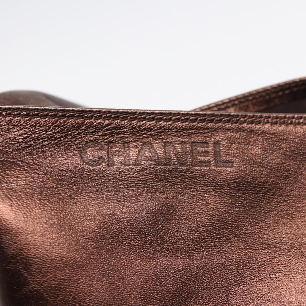 CHANEL Shoulder Bag Leather Bronze Gold CC bs17616