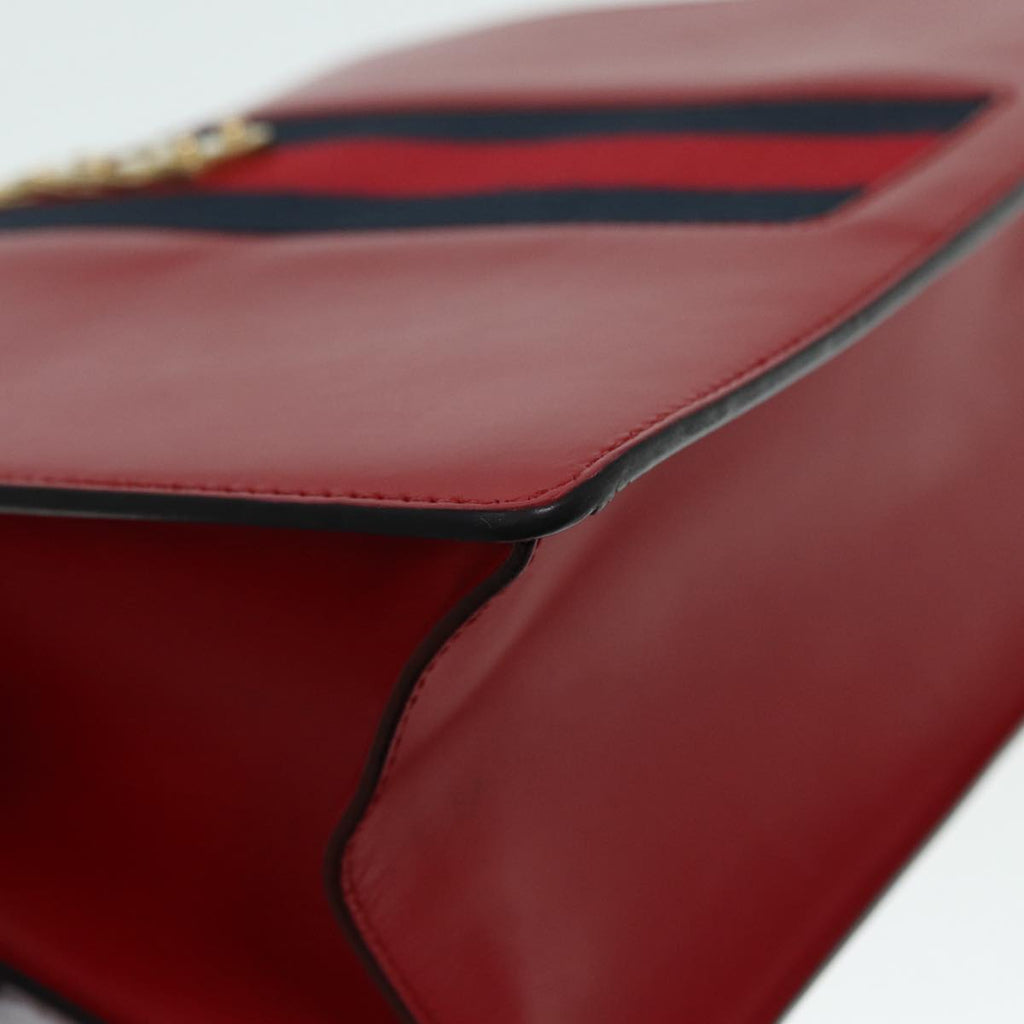 GUCCI Silvi Sherry Line Hand Bag Leather 2way Navy Gold Red 431665 bs17661
