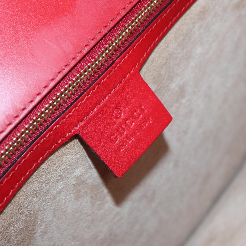 GUCCI Silvi Sherry Line Hand Bag Leather 2way Navy Gold Red 431665 bs17661