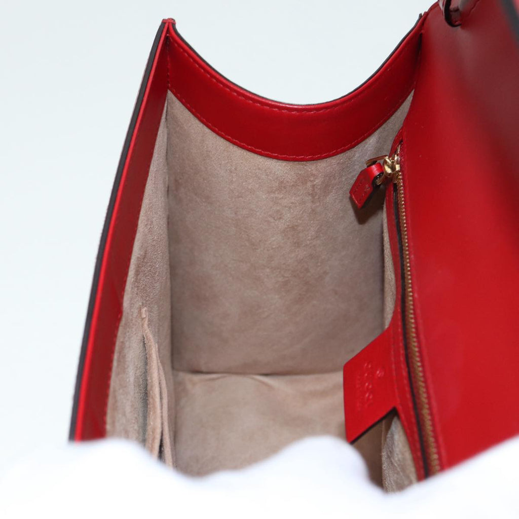 GUCCI Silvi Sherry Line Hand Bag Leather 2way Navy Gold Red 431665 bs17661