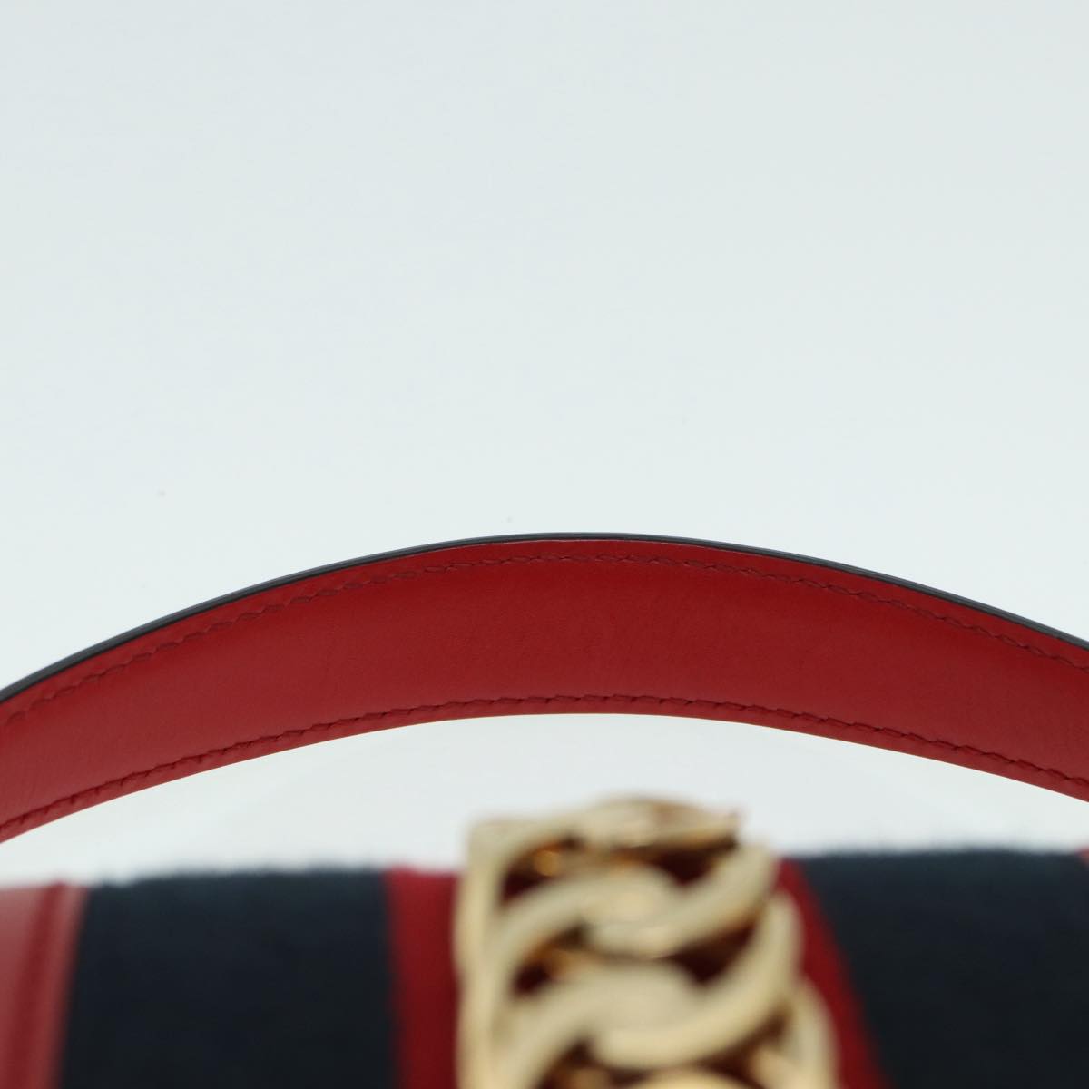 GUCCI Silvi Sherry Line Hand Bag Leather 2way Navy Gold Red 431665 bs17661