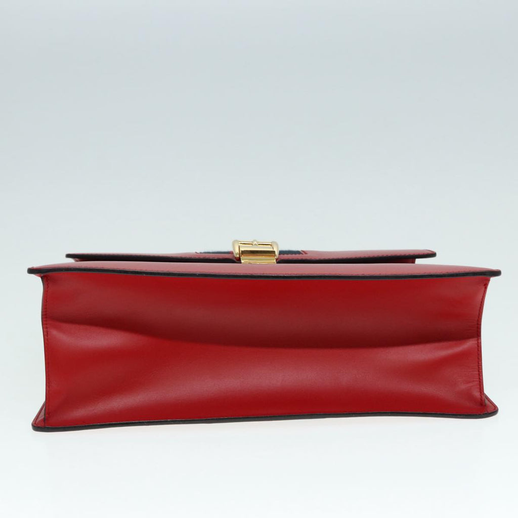 GUCCI Silvi Sherry Line Hand Bag Leather 2way Navy Gold Red 431665 bs17661
