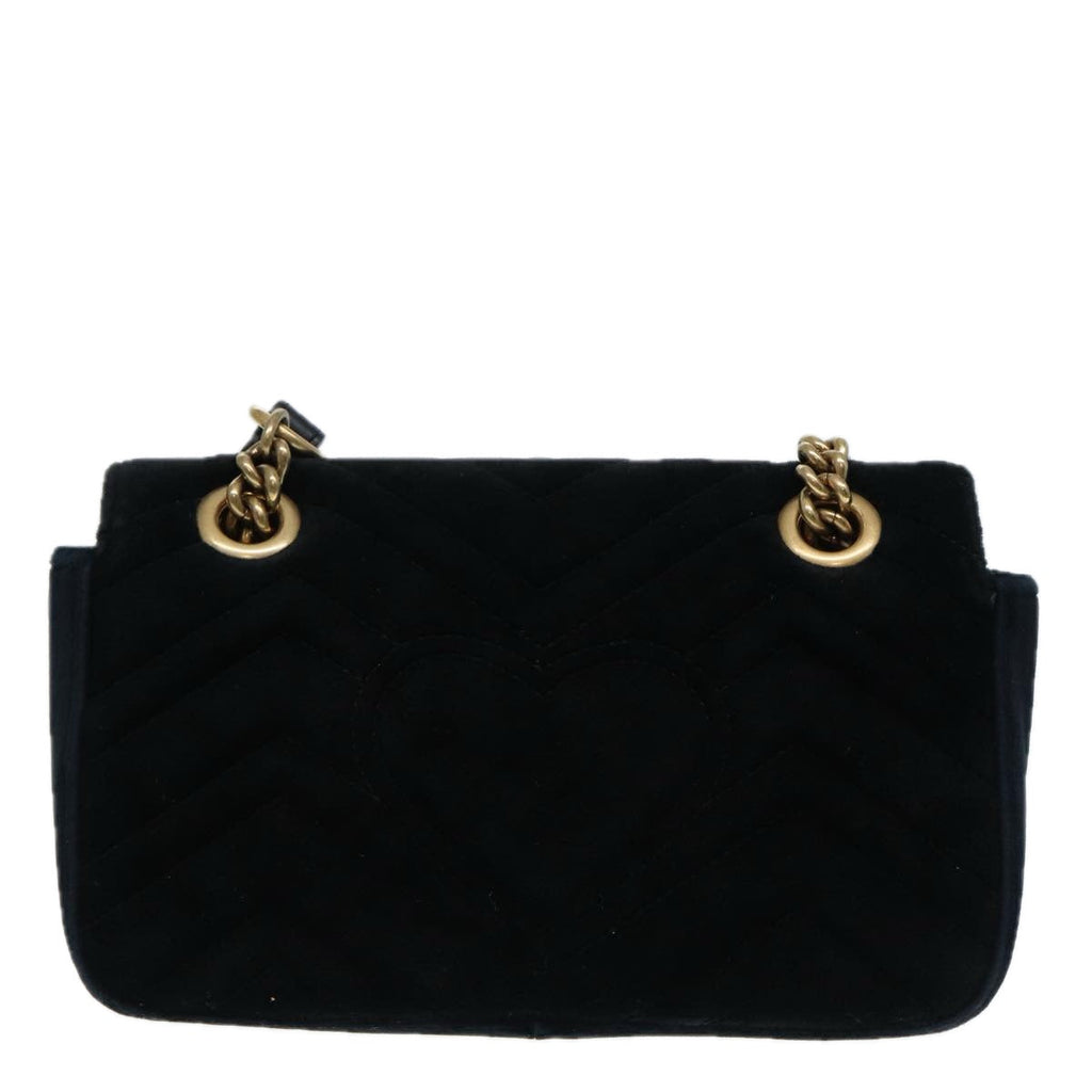 GUCCI GG Marmont Chain Shoulder Bag Velor Black Gold 446744 bs17663