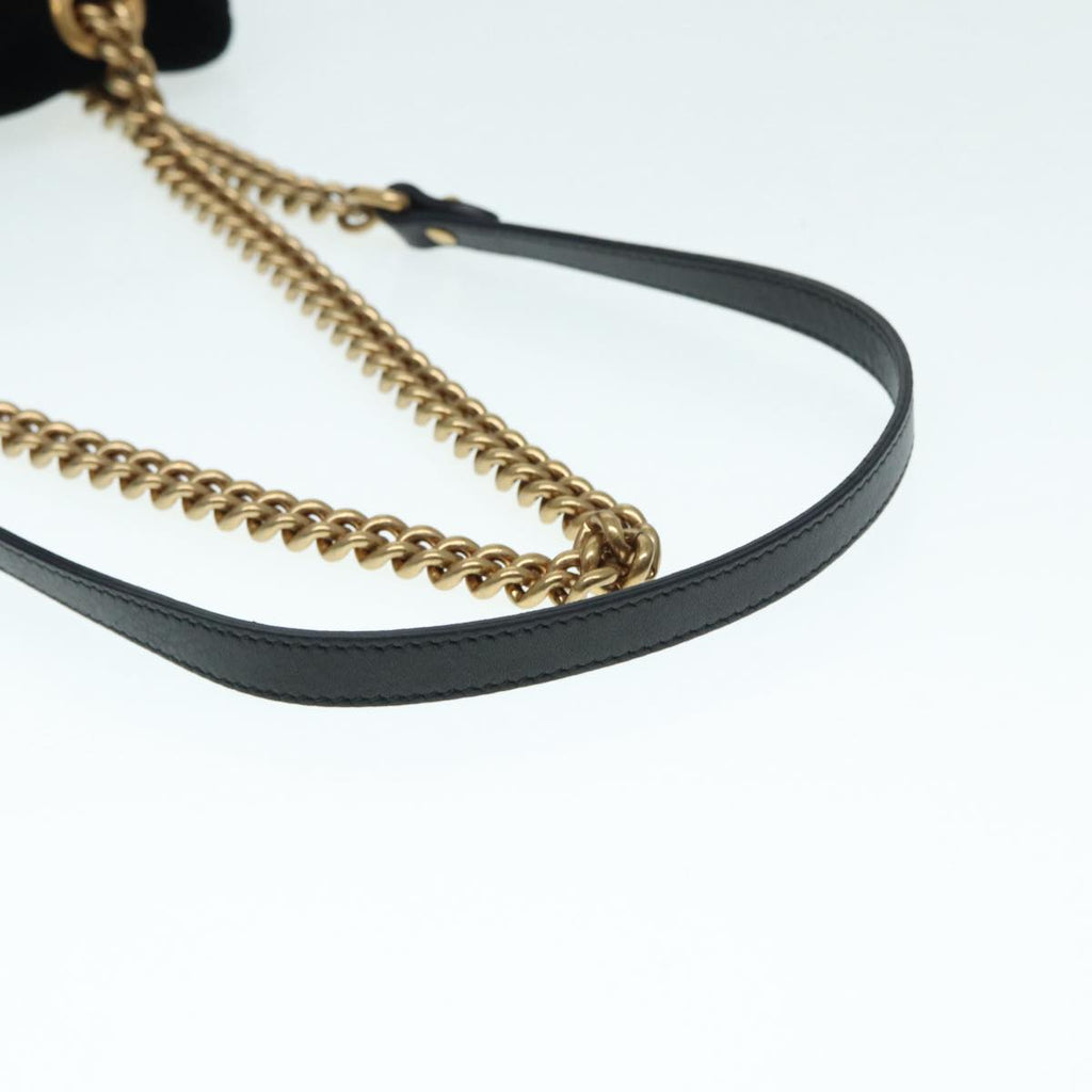 GUCCI GG Marmont Chain Shoulder Bag Velor Black Gold 446744 bs17663