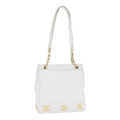 CHANEL Chain Shoulder Bag Caviar Skin White Gold CC bs17674