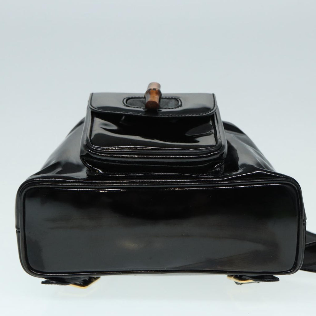GUCCI Bamboo Backpack Enamel Black Gold 003 3444 0030 bs17710