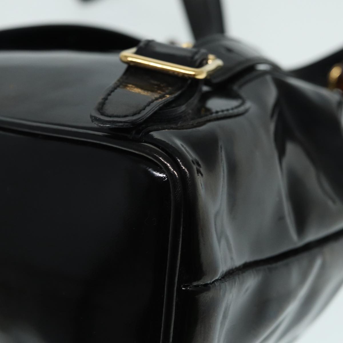 GUCCI Bamboo Backpack Enamel Black Gold 003 3444 0030 bs17710