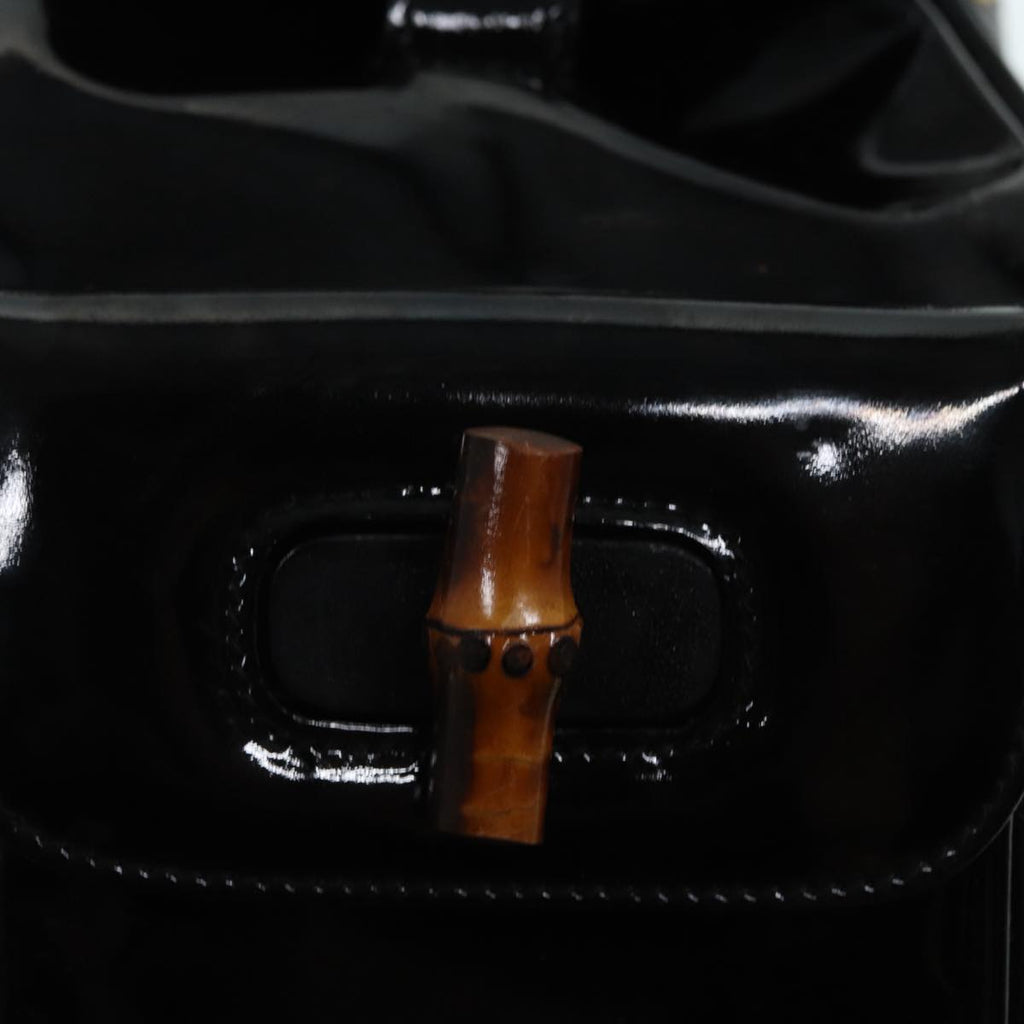 GUCCI Bamboo Backpack Enamel Black Gold 003 3444 0030 bs17710