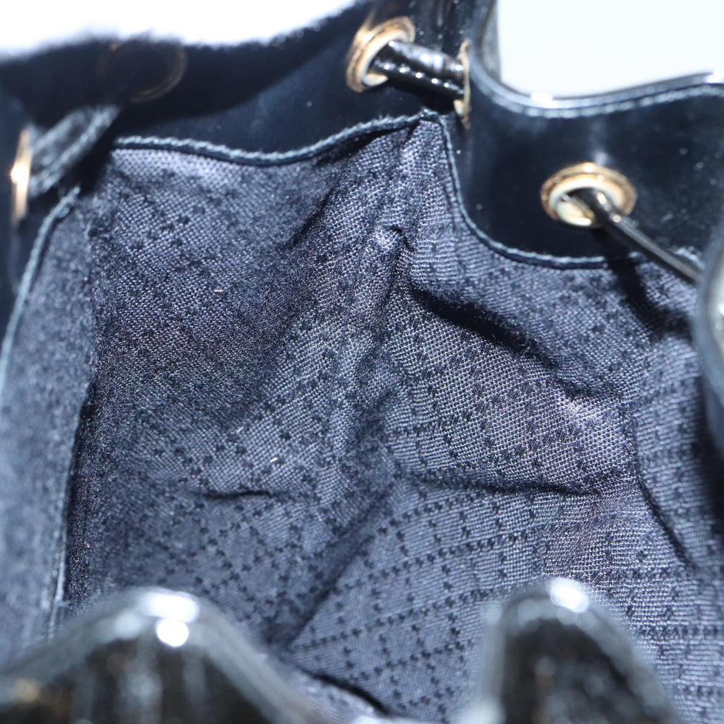 GUCCI Bamboo Backpack Enamel Black Gold 003 3444 0030 bs17710