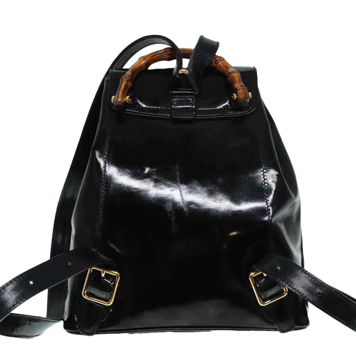 GUCCI Bamboo Backpack Enamel Black Gold 003 3444 0030 bs17710