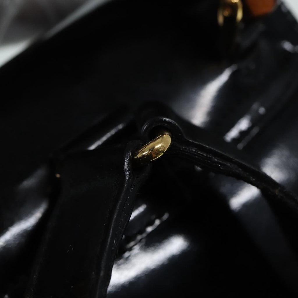 GUCCI Bamboo Backpack Enamel Black Gold 003 3444 0030 bs17710