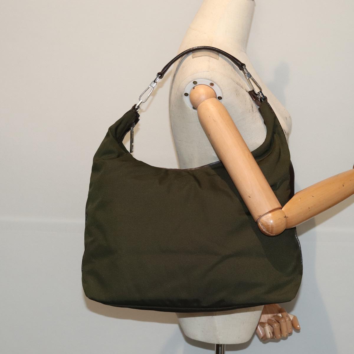GUCCI Shoulder Bag Nylon Green Silver bs17713