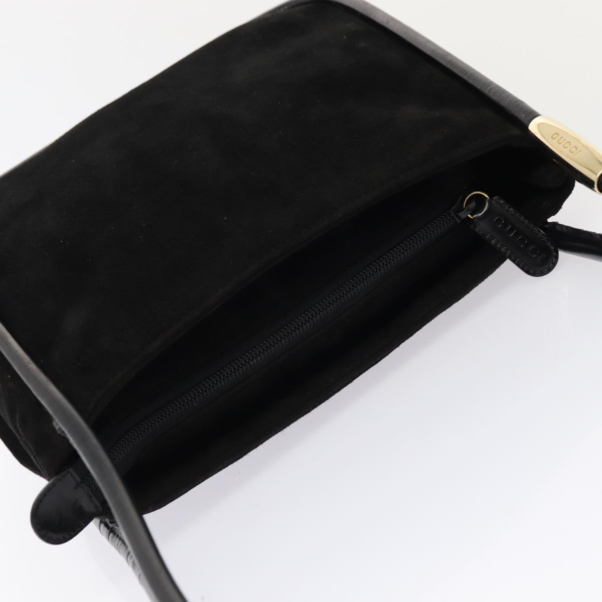 GUCCI Shoulder Bag Suede Black Gold 000 2855 0550 0 bs17714