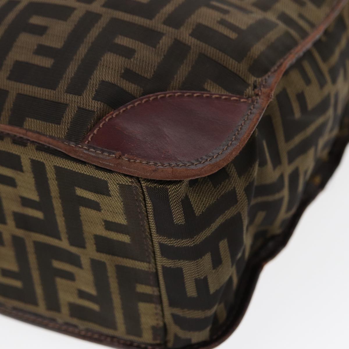 FENDI Zucca Canvas Hand Bag Brown Black Silver bs17723