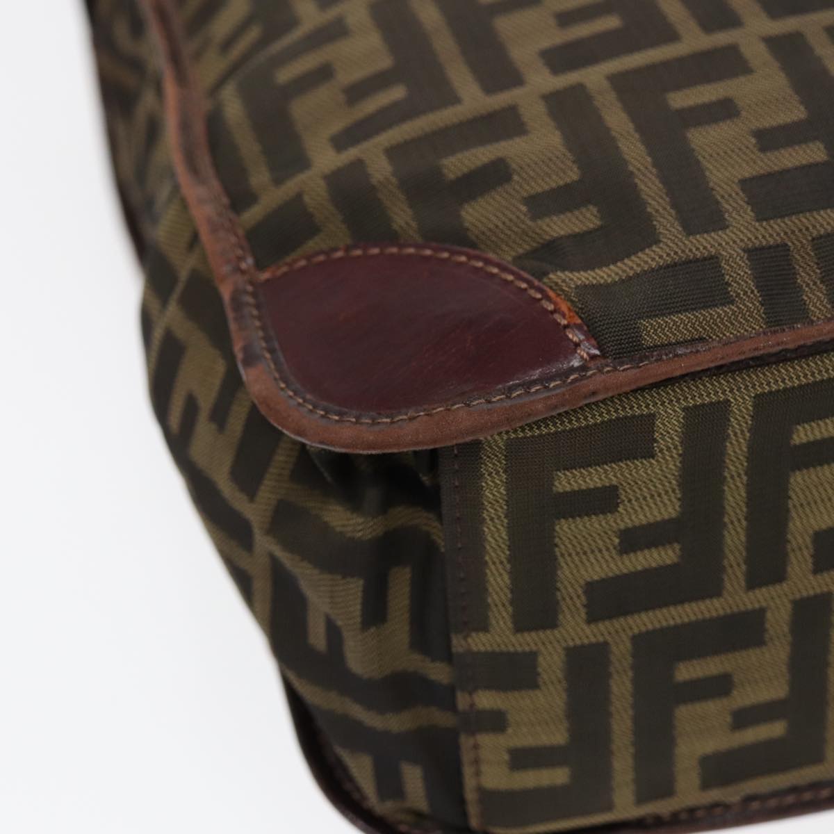 FENDI Zucca Canvas Hand Bag Brown Black Silver bs17723