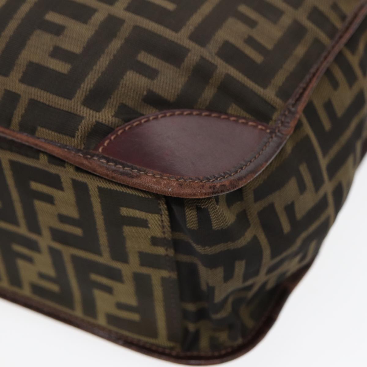 FENDI Zucca Canvas Hand Bag Brown Black Silver bs17723
