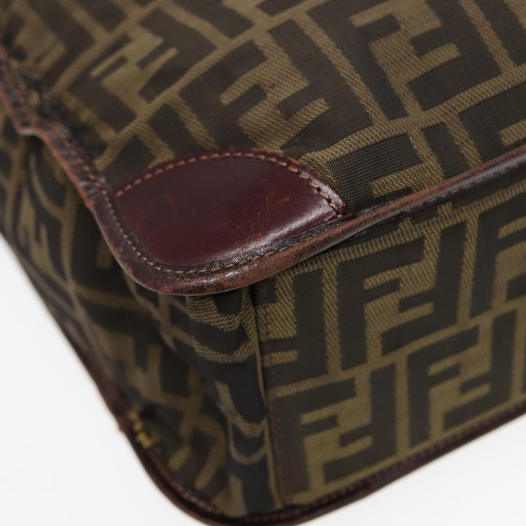 FENDI Zucca Canvas Hand Bag Brown Black Silver bs17723