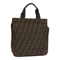 FENDI Zucca Canvas Hand Bag Brown Black Silver bs17723